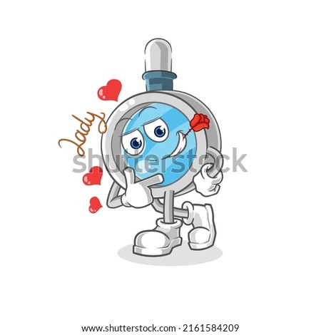 the magnifying glass flirting illustration. character vector