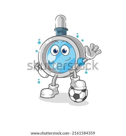 the magnifying glass playing soccer illustration. character vector