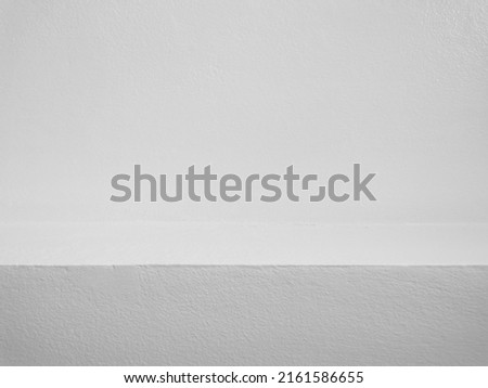Empty white color studio table room background, banner for advertise product, display with copy space for display of content