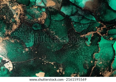 Marble ink abstract art from exquisite original painting for abstract background . Painting was painted on high quality paper texture to create smooth marble background pattern of ombre alcohol ink . Royalty-Free Stock Photo #2161595569