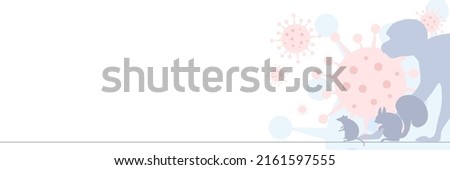 banner design monkeypox outbreak concept,Vector illustration of monkey,squirrel and rats are carriers of the smallpox virus Monkeypox spreads to humans,shilouette,monkeypox cells on white background. Royalty-Free Stock Photo #2161597555