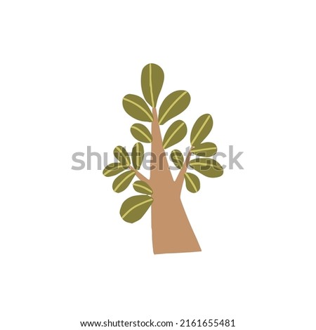 crassula tree clip art icon, vector eps 10 exotic crassula , Scandinavian tree clip art, scrassula money tree sticker, children wear print, hobbit plant logo