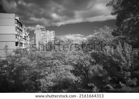 Abstract black and white landscape of the city