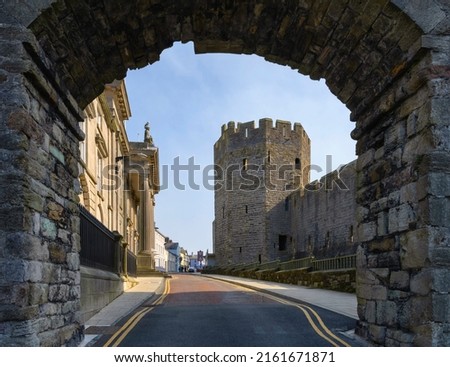 The Welsh, coastal town of Caernarfon, Wales, UK. Royalty-Free Stock Photo #2161671871