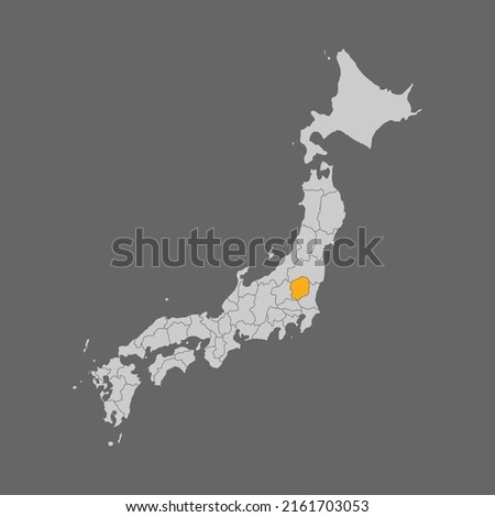 Tochigi prefecture highlighted on the map of Japan