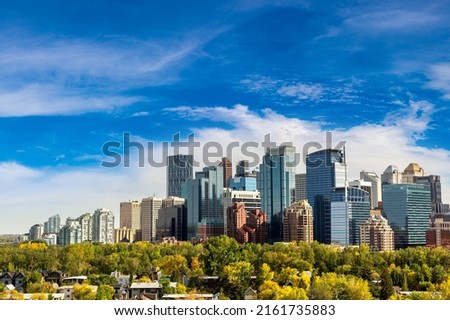 Panoramic view of Calgary in a sunny day, Canada Royalty-Free Stock Photo #2161735883