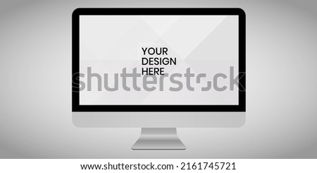 Computer screen on white background mock up. Computer modern monitor design. mock up isolated on gray background PSD. Save with clipping path. Royalty-Free Stock Photo #2161745721