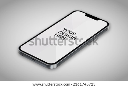 smartphone screen on white background mock up. Phone modern screen design. mock up isolated on gray background PSD. Save with clipping path. Royalty-Free Stock Photo #2161745723