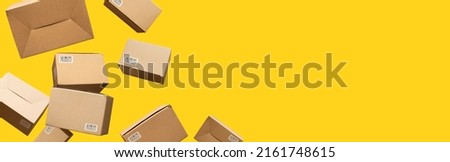 Business ecommerce or online shopping concepts with group of product box order.marketplace and transportation.long banner Royalty-Free Stock Photo #2161748615