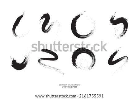 Set of vector elements black brush stroke isolated on white backgrounds.
