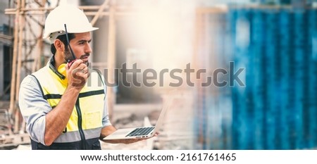 Professional engineering, worker, man Quality control, maintenance, check in factory, Construction concept. Architecture engineering at workplace. engineer architect wearing safety helmet. Royalty-Free Stock Photo #2161761465