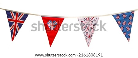 Mixed british jubilee bunting isolated on a white background Royalty-Free Stock Photo #2161808191