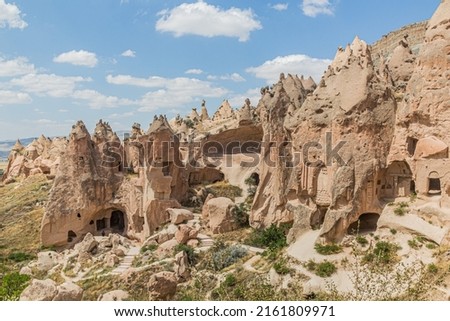 Cave houses in Zelve, Cappadocia, Turkey Royalty-Free Stock Photo #2161809971