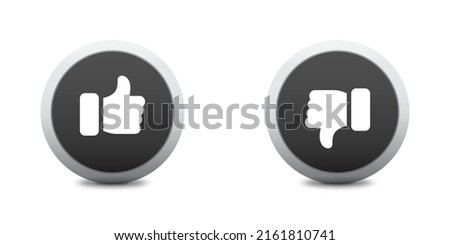Like and Dislike Icons. Thumb up and down circle buttons. Flat vector illustration.