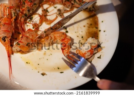 Eating Seafood Crayfishes  Close Up