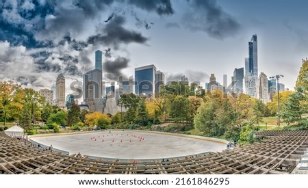 Central Park Ice Rink in fall season, NYC.
