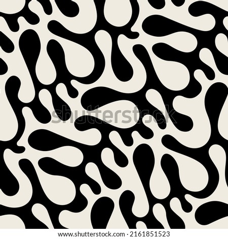Vector seamless pattern. Free form organic shapes. Stylish structure of natural spots. Hand drawn abstract background. Can be used as swatch in Illustrator. Monochrome spotty print. Royalty-Free Stock Photo #2161851523