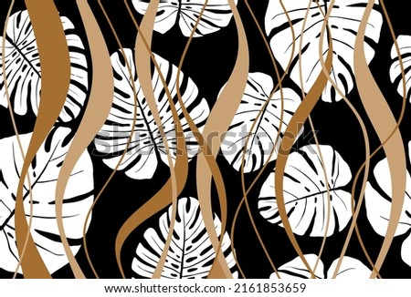 Seamless abstract tropical leaves pattern. Vector Illustration.