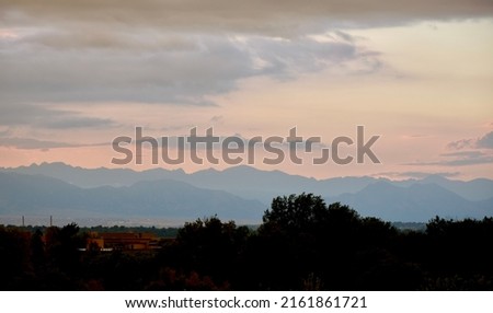 View of the Rocky Mountains Front Range at Sunset
