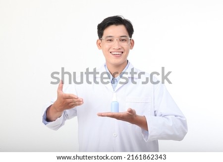 Asian young handsome medical nursery staff in doctor blouse coat isolated on white background