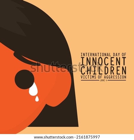 June 4. International day of innocent children victims of aggression. 
Sad expression. Flat design vector illustration. Royalty-Free Stock Photo #2161875997