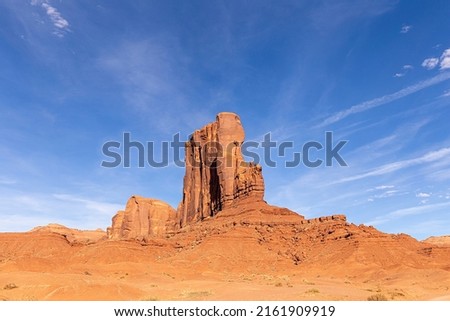 famous elephant butte in monument valley in bright sun Royalty-Free Stock Photo #2161909919