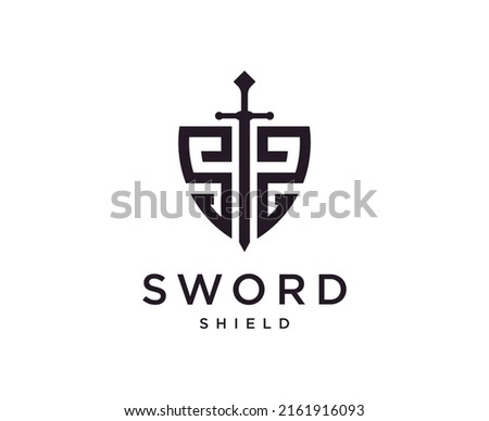 Sword Armor Shield Initials S logo design vector template Royalty-Free Stock Photo #2161916093