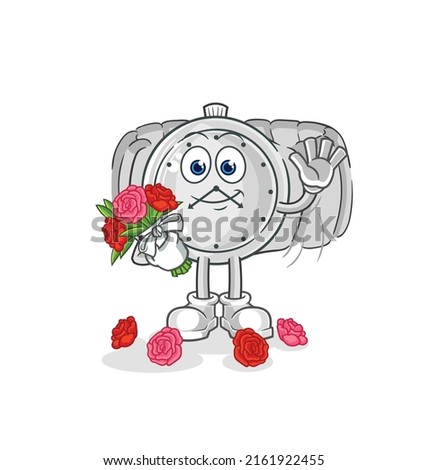 the wristwatch with bouquet mascot. cartoon vector