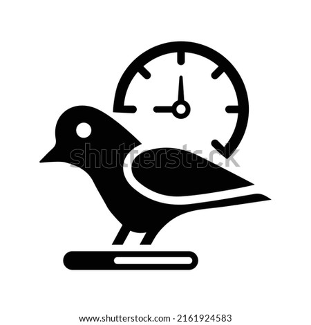 Bird, early, time icon. Black vector graphics.