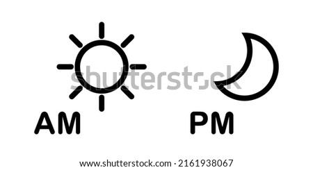 AM and PM icons. sun and moon Royalty-Free Stock Photo #2161938067