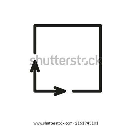 Square area icon. Coordinate axes sign. Coordinate system. Flat math graph icon. Measuring land area. Place dimension pictogram. Vector outline illustration isolated on white background.