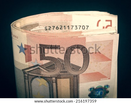 Vintage looking Euro banknote currency of the European Union