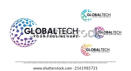Global tech icon set logo design illustration with creative concpet Premium Vector