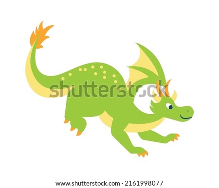 Cute dragon. Fairytale amphibian. Vector illustration