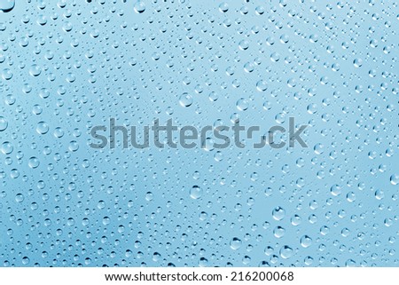 Abstract Water Drops Light-blue Background with Beautiful Light and Shadows -  focus on the center
