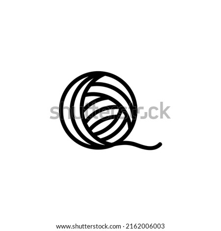 Yarn Ball for Knitting, Wool Thread. Flat Vector Icon illustration. Simple black symbol on white background. Yarn Ball for Knitting, Wool Thread sign design template for web and mobile UI element. Royalty-Free Stock Photo #2162006003