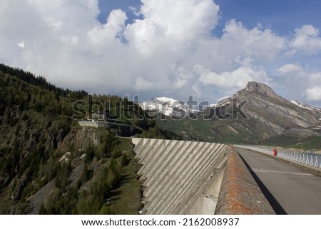 Mountain road on lac Roselend Savoie region France