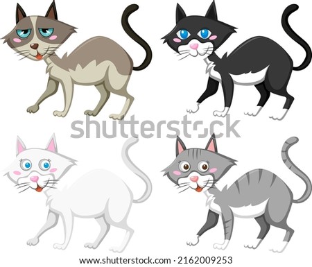 Four different cartoon cats illustration