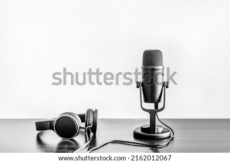background with microphone and headphones