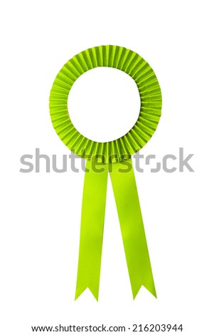 Green Ribbon isolated on white.