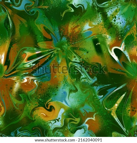 Abstract Digital Hand Paint Psychedelic Tie Dye Marble Batik Seamless Pattern with Watercolor Effect Background