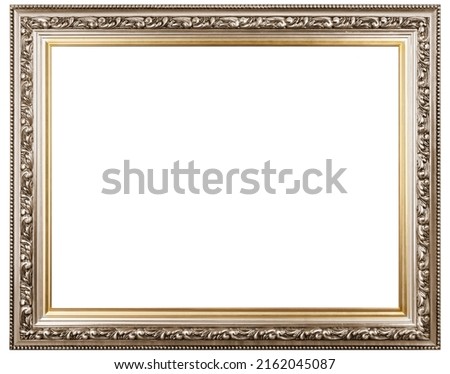 Color Beige Classic Old Vintage Wooden mockup canvas frame isolated on white background. Design element. use for framing paintings, mirrors or photo.
