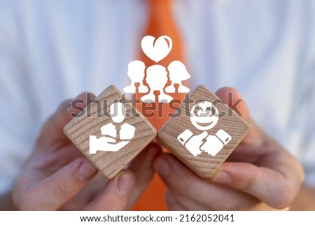 Сustomer retention or happy employees business concept. Individual approach and strategy to client or easy support or help. Royalty-Free Stock Photo #2162052041
