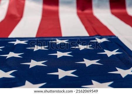 USA Independence day, 4 July. Close up United States of America flag. Banner design