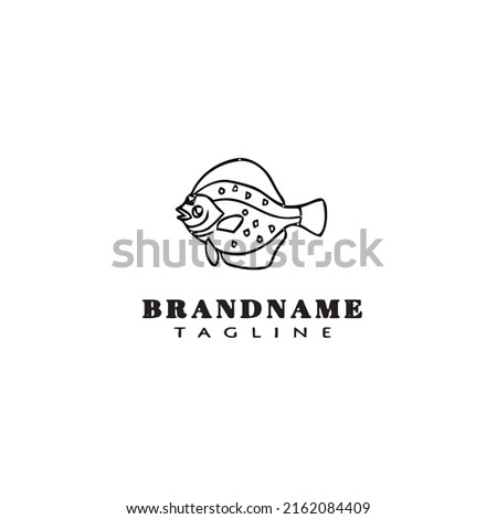 flounder fish logo flat icon design template black modern isolated vector illustration