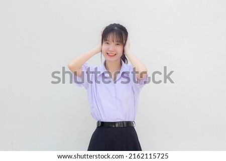 asia thai high school student uniform beautiful girl not listen