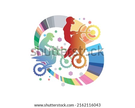 Motocross jumping freestyle rider, dirt bike competition  posters. vector illustration