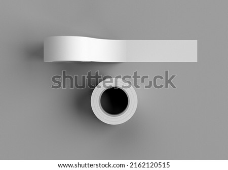 Sticky tape, scotch tape mock up. A roll of white sticky tape on a gray background. 3d rendering. Royalty-Free Stock Photo #2162120515