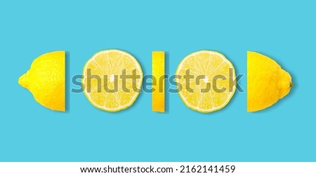 Infographic design of sliced lemon. Deconstructed food design background. Royalty-Free Stock Photo #2162141459