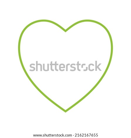 Green heart outline silhouette drawing.Love symbol.Valentine's day decoration stencil shape element.Birthday wedding icon.Friendship sign.Health care.Labels,logos,badges.Eco organic non free GMO food.